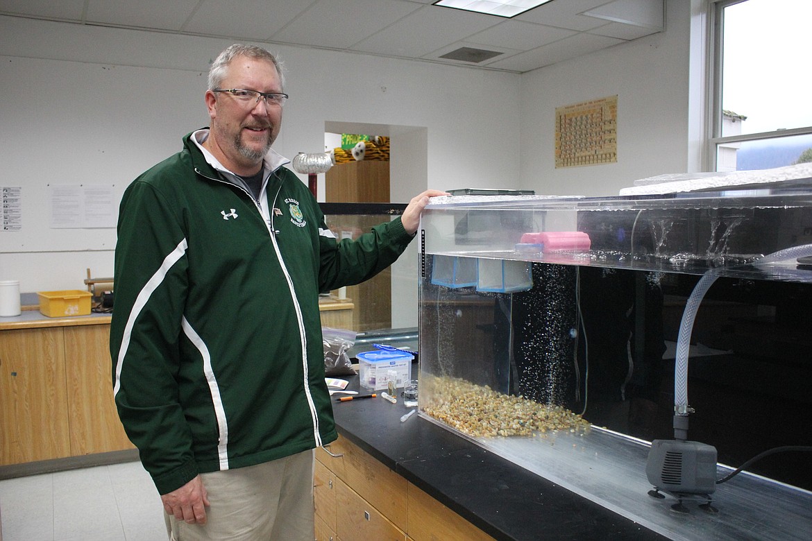 Brooks Sanford is a science teacher at St. Regis and his aquatic class is raising trout as part of their studies in fish ecology, biodiversity, and fishery management.