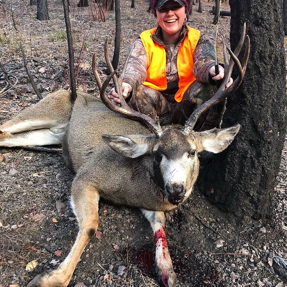 BELOW: Jess Buss shot her first mule deer buck this year in Mineral County. (Photo courtesy of Jess Buss).