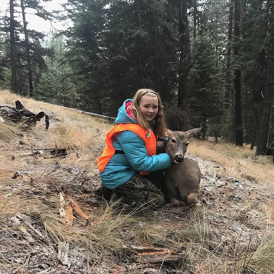 Lane DiGiando (11) from Superior shot her first doe near Superior while hunting with her dad this year. (Photo courtesy of Kate DiGiando).