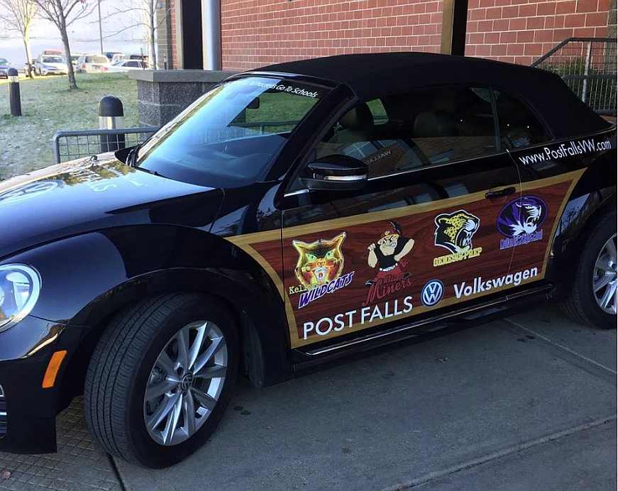 Courtesy photo
This 2018 Volkswagen Beetle was donated by Post Falls Volkswagen and raffled off during the Wallace Boys Basketball jamboree.