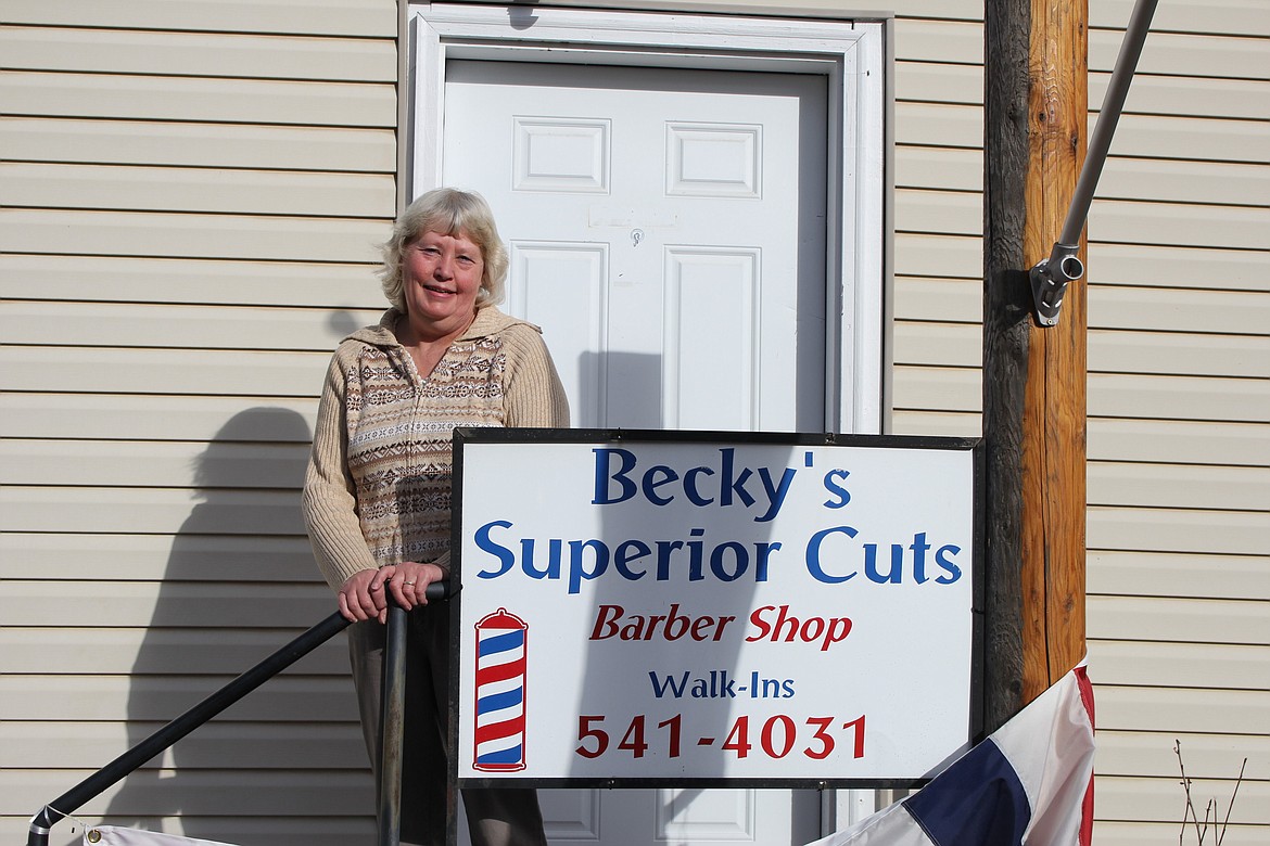 After a long absence, long-time Superior resident Becky Magone has once again hung out her barbershop shingle. Her new shop is located at 101 1/2 River St. in the old Chamber of Commerce office. (Kathleen Woodford/Mineral Independent)