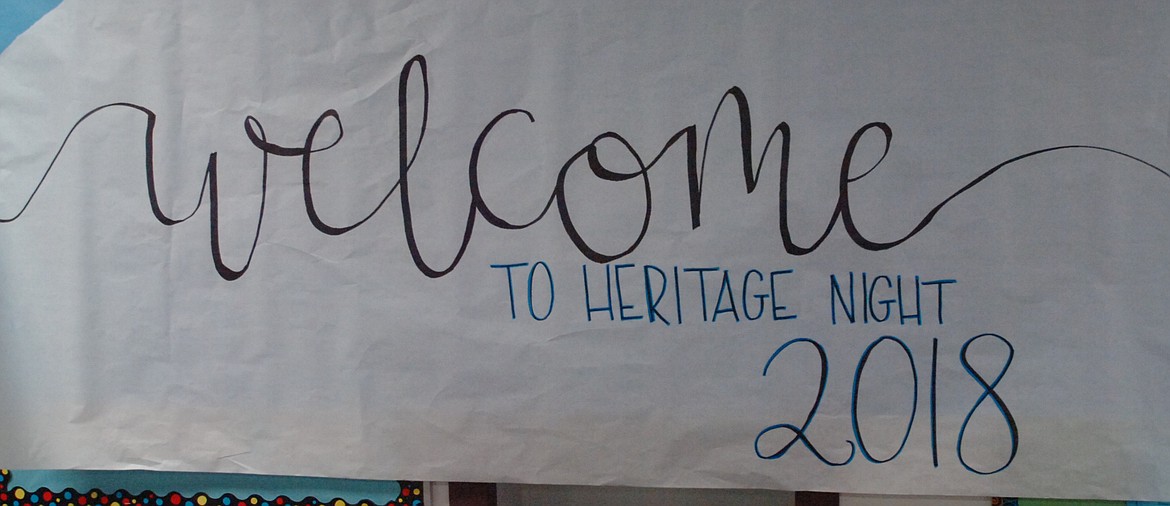 This welcome sign greeting parents and students who attended Family Heritage Night at Linderman Elementary School on Nov. 15.