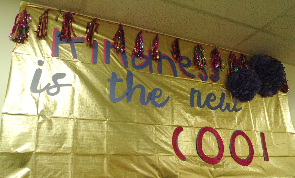 Linderman Elementary School hosted the annual Family Heritage Night on Thursday, Nov. 15, extending an invitational for parents to come for an evening meal and tour of the school. The sign above created by students delivers a strong message, saying, &#147;Kindness is the new COOL.&#148; (Joe Sova photos/Lake County Leader)