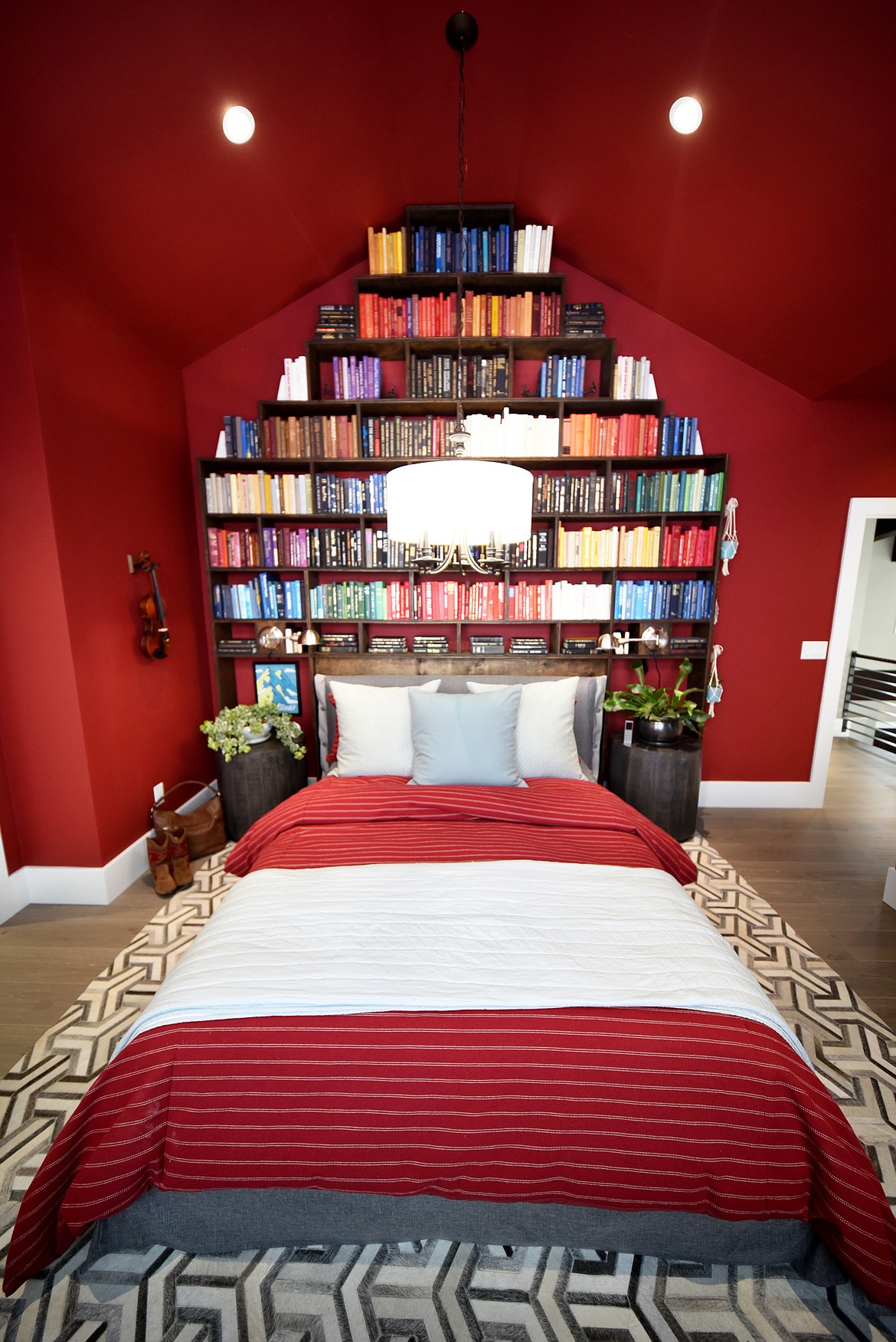 View of the red guest room at the HGTV Dream Home in Whitefish.(Brenda Ahearn/Daily Inter Lake)