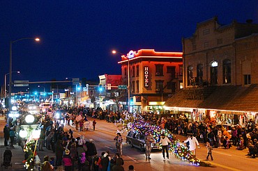 Floats make their way down Main Street at the start of the 2018 Kalispell Christmas Parade on Saturday. (Casey Kreider/Daily Inter Lake)