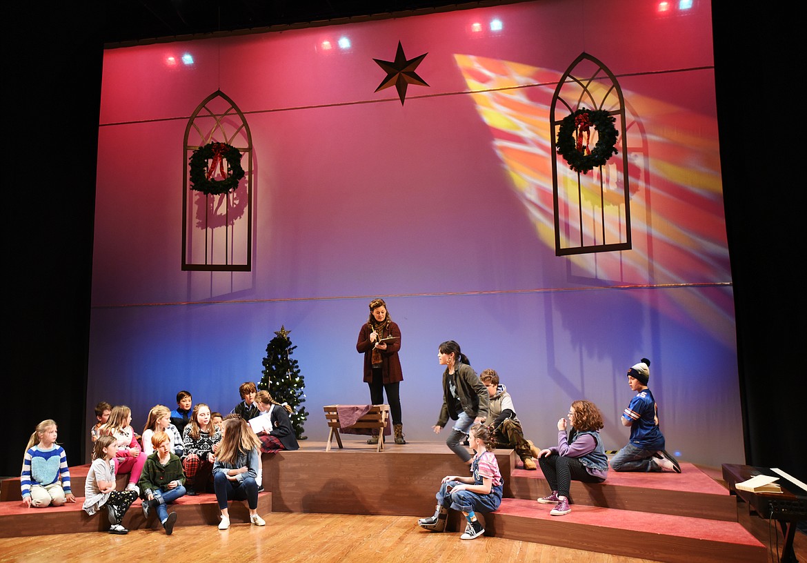 Joy James and the cast of The Best Christmas Pageant Ever in dress rehearsal on Monday evening, December 3, at the Whitefish Theatre Company.(Brenda Ahearn/Daily Inter Lake)