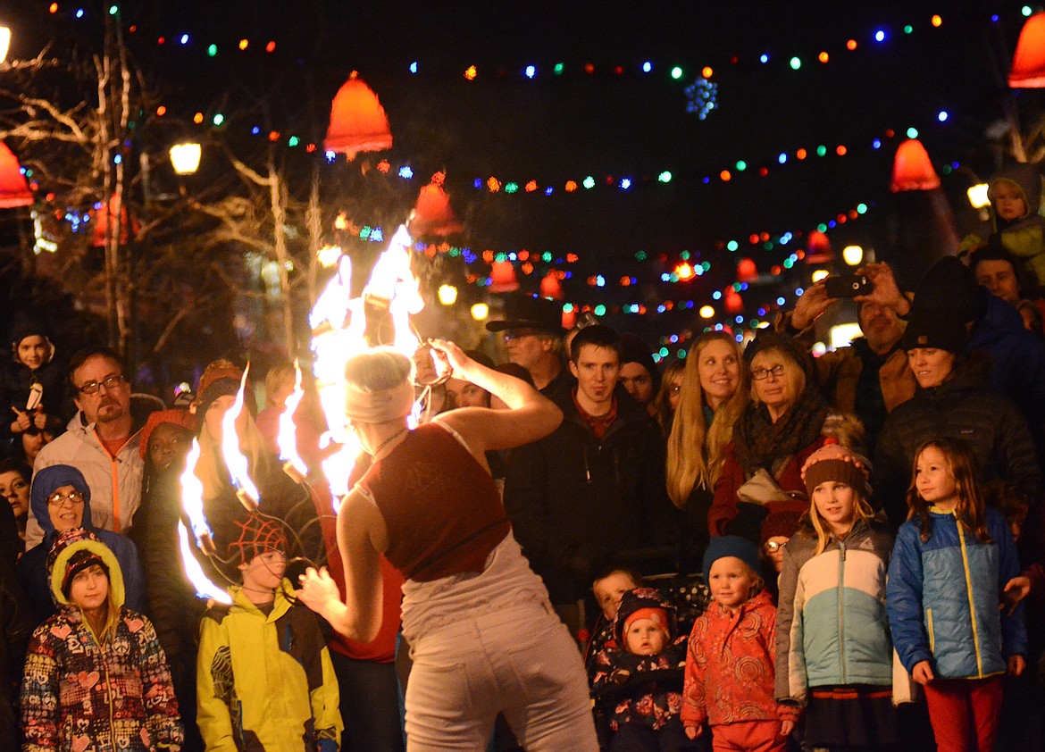 &#147;WhiteFire&#148; fire dancers will perform on Central Avenue during the Christmas Stroll. (Whitefish Pilot file)