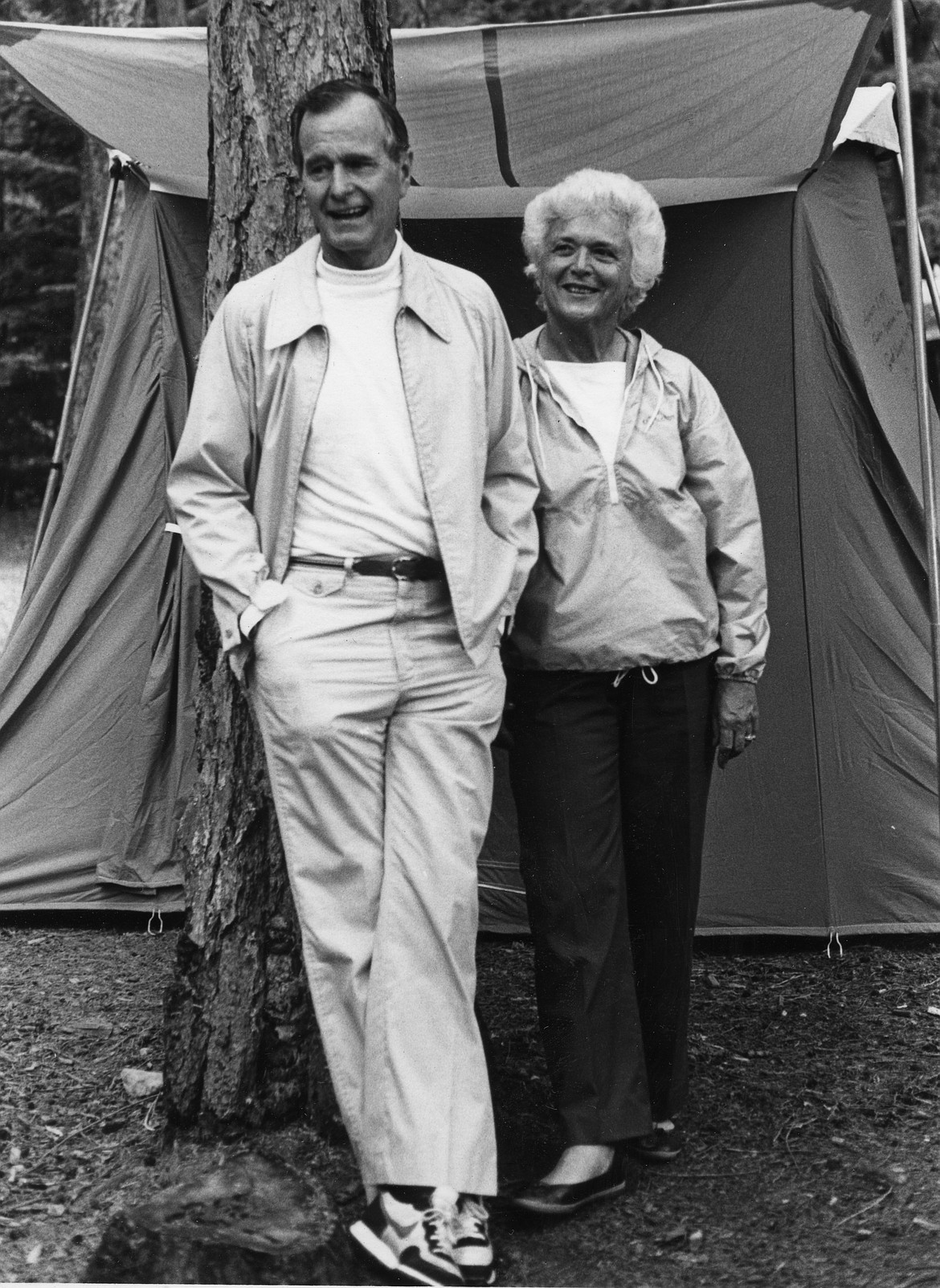 George H.W. Bush and his wife Barbara stayed in a four-man tent while in Glacier Park in 1983. Bush was vice president under Ronald Reagan at the time. (Hungry Horse News archives)