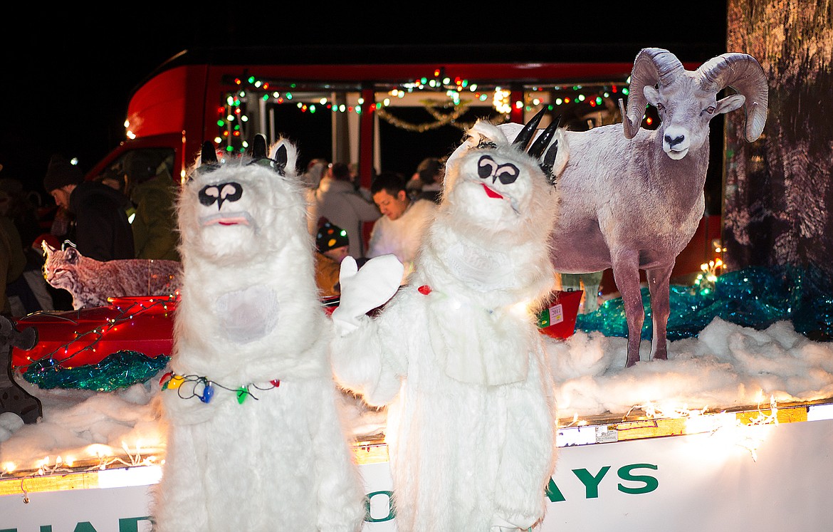 The mountain goats of the Glacier Park float are ready to go.