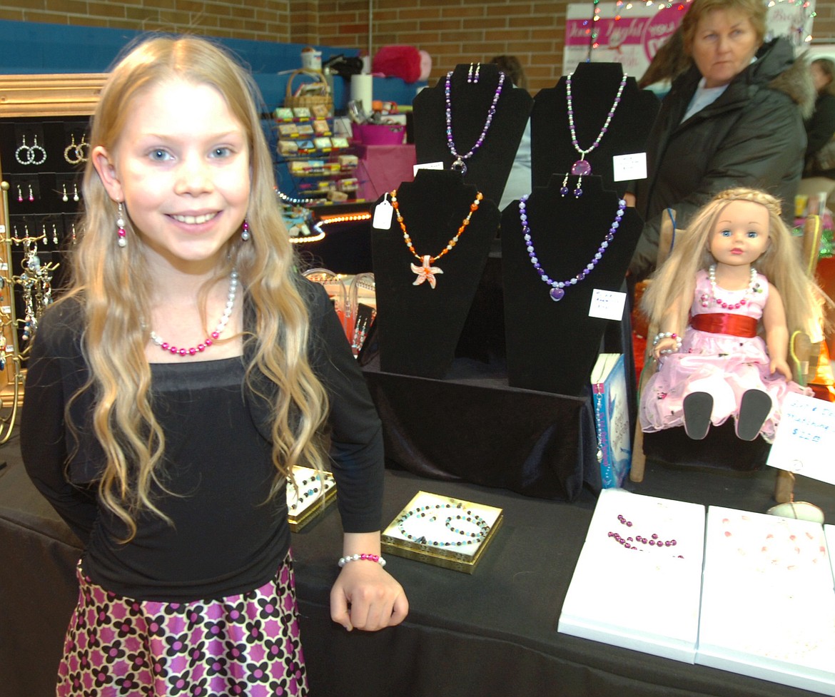 AYRA KRICK of White Pine and her mother Lara had a booth at the Thompson Falls Christmas Bazaar last Saturday. Ayra has her own line of jewelry for girls and their dolls. More bazaar photos are on the Lake County Leader website.