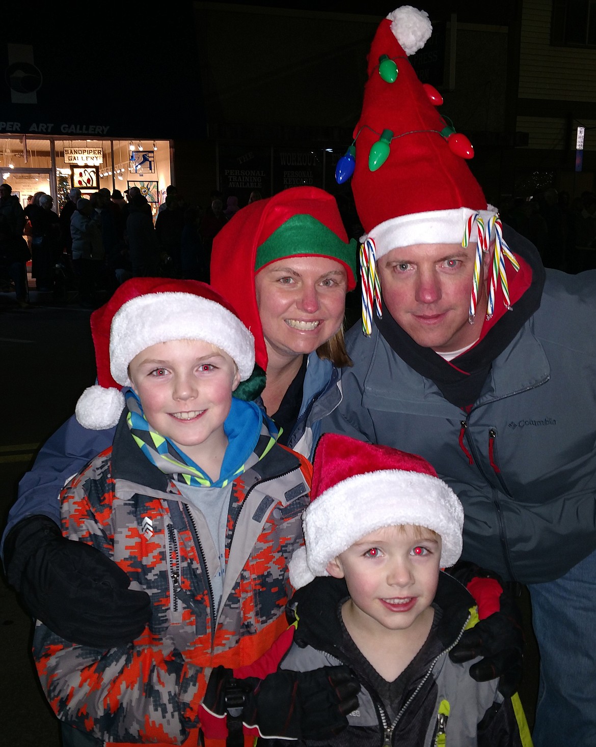 How's this for a family Christmas card photo? Posing just before the start of the Polson Parade of Lights on Nov. 30 were Sarah, Josh, Aiden and Austin Takacs. (Joe Sova/Lake County Leader)