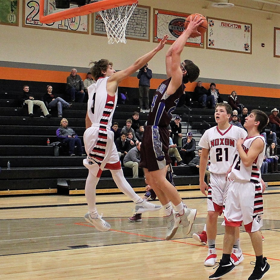 Clark Fork Mountain Cat Carson Callison goes for the basket during a game against Noxon at the Tip-Off Tournament in Frenchtown held on Nov. 30 and Dec. 1. The team lost to Noxon, 73-53.