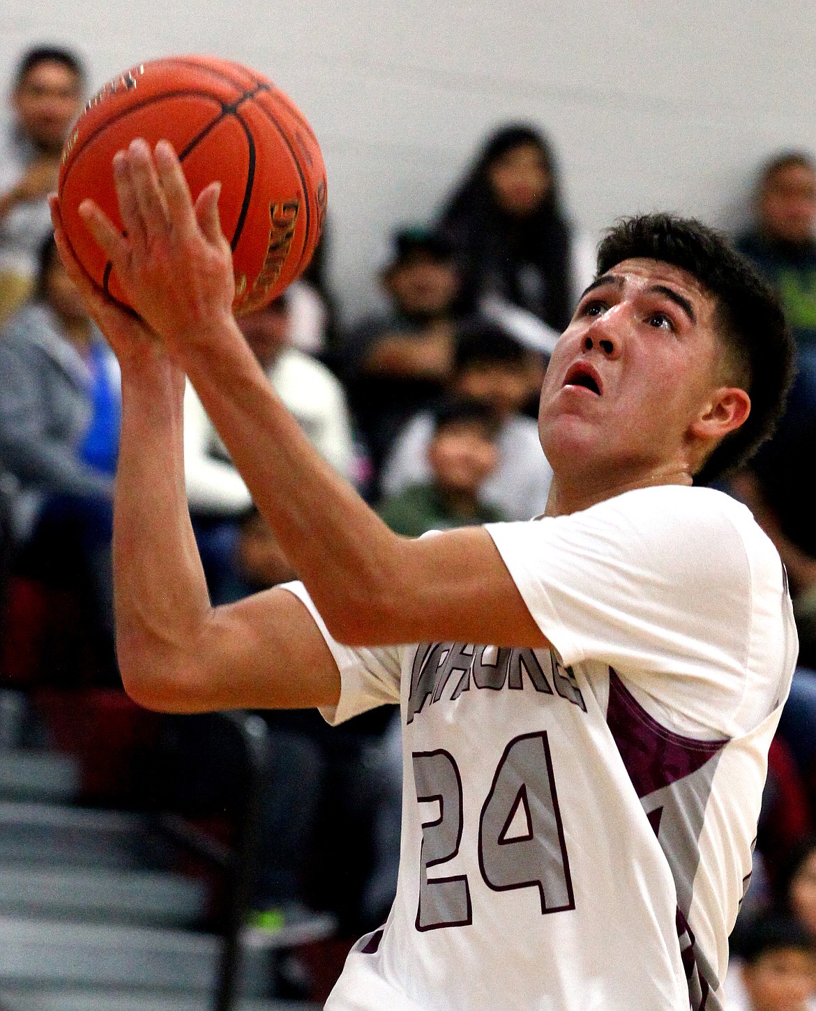 Rodney Harwood/Sun Tribune - Wahluke's Alex Valdez puts up a shot Friday against Goldendale at Wahluke High School.