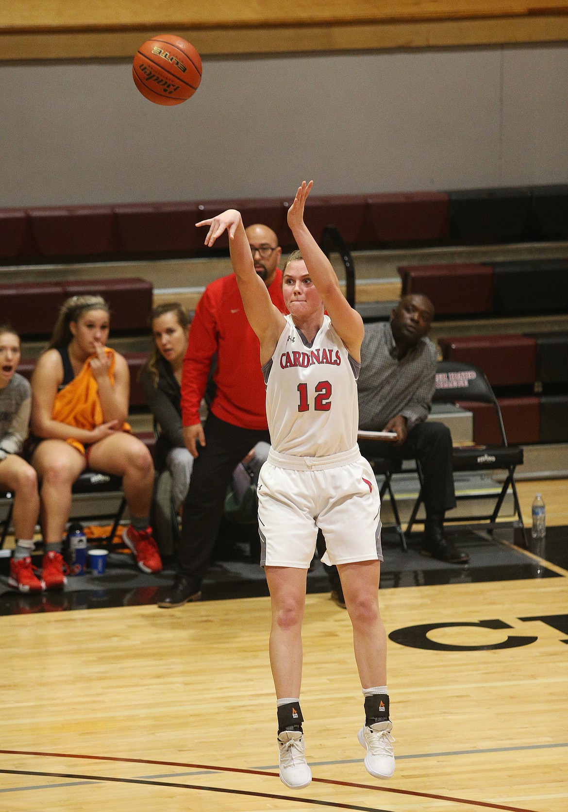 LOREN BENOIT/Press 
North Idaho College guard Zosha Krupa shoots a 3-pointer in a game against Bellevue College on Tuesday afternoon at Rolly Williams Court.