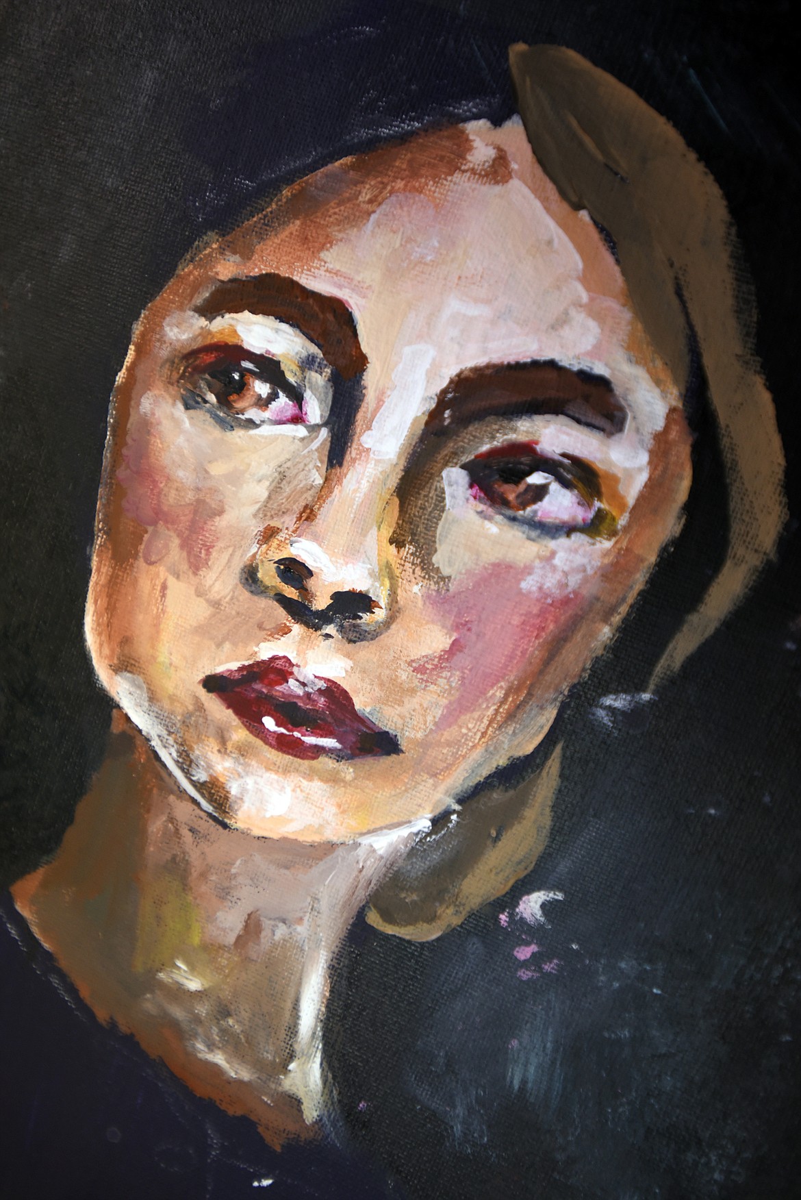 An oil painting portrait by ninth grader Grace Anderson on display in Barb Beckwith&#146;s art class at Stillwater Christian School.
(Brenda Ahearn/Daily Inter Lake)