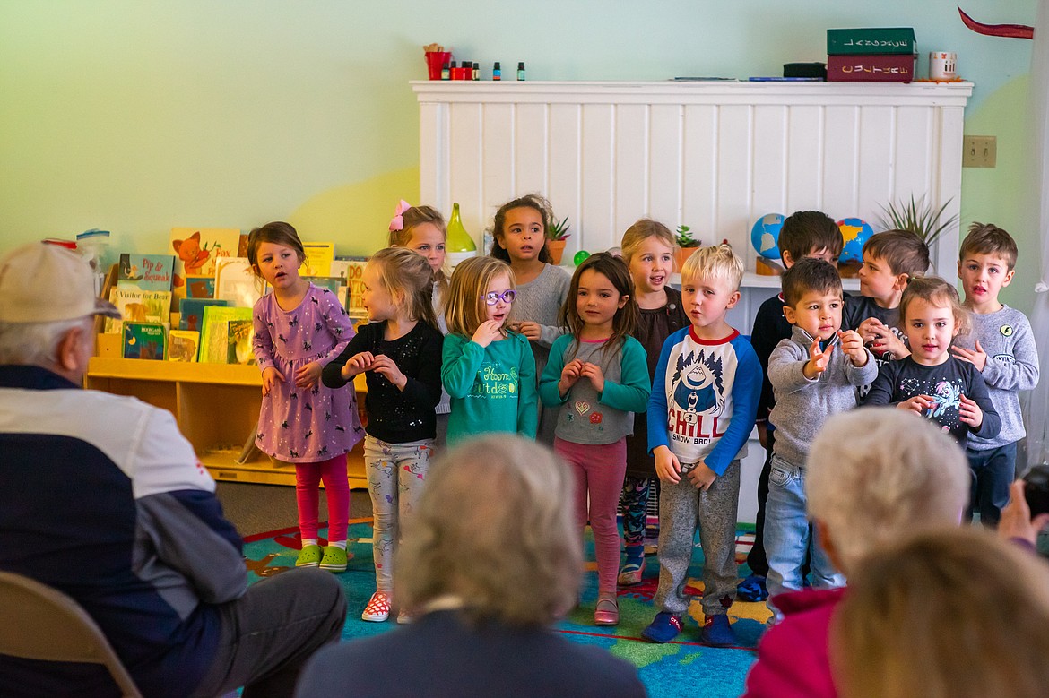 A group of students ages 3-5 from the Children&#146;s House Montessori School perform for residents from The Springs at Whitefish last week. (Daniel McKay/Whitefish Pilot)