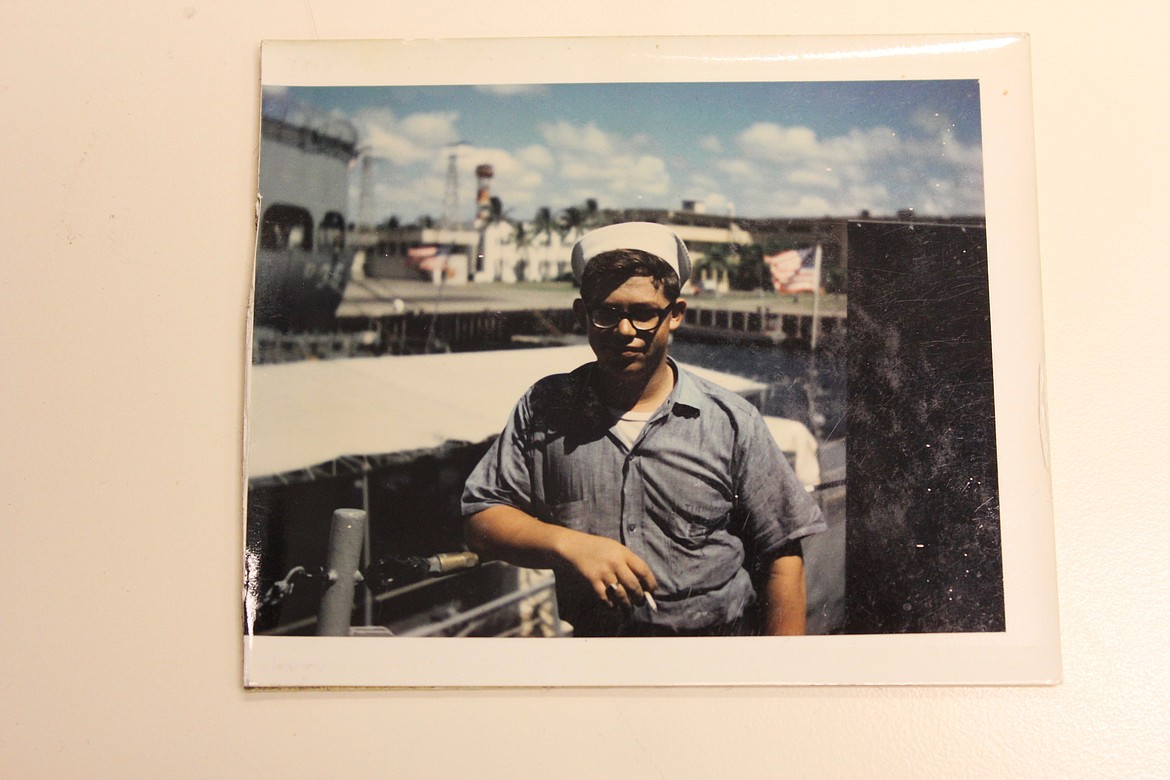 Gary Thompson is pictured as a young sailor during the Vietnam War.