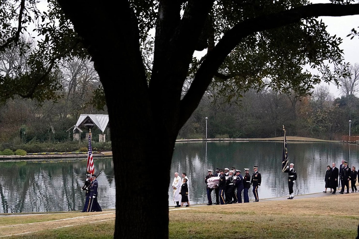 A ceremonial honor guard was in charge of the procession of President George H.W. Bush&#146;s casket being carried to the presidential library on the Texas A&amp;M campus in College Station, Texas. (Courtesy photo)