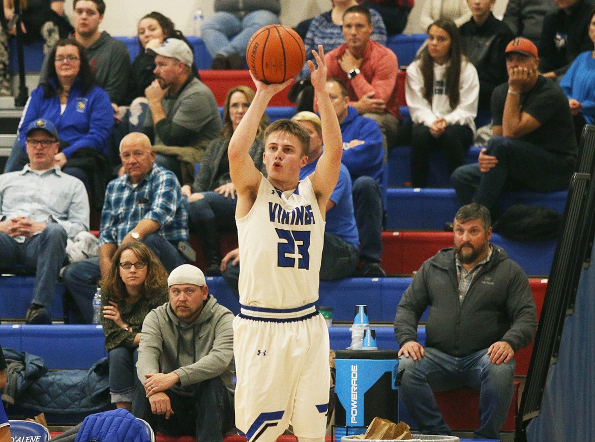Coeur d&#146;Alene&#146;s Connor King shoots a 3-pointer in Friday night&#146;s game against North Central.