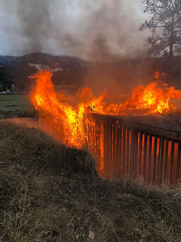 Superior Volunteer fire fighters were able to practice on a live fire at Sloway on Dec. 2. It was an abandoned structure donated by Isaiah McGuffy for training purposes. (Photo courtesy of Superior Volunteer Fire Department)