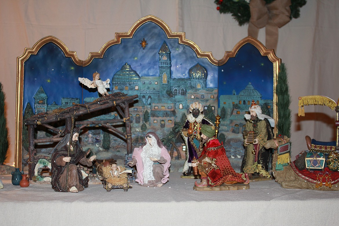 This popular nativity scene at the Church of Jesus Christ of Latter-day Saints Night at the Nativity event was displayed last year as well. It depicts intricately crafted and painted figures and backdrop.