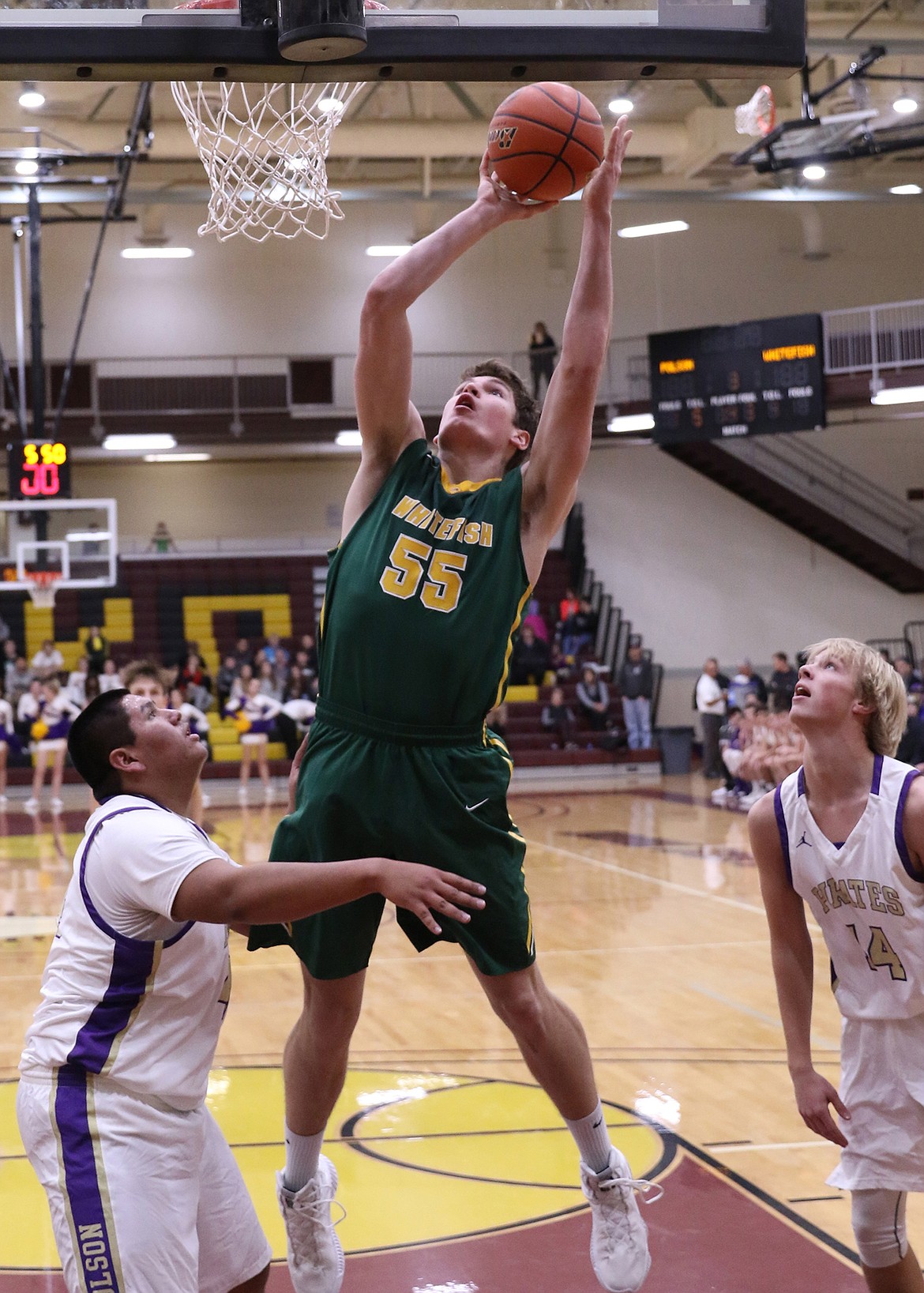 Dillon Botner gets the layup against the Pirates last Tuesday. (Bob Gunderson photo)