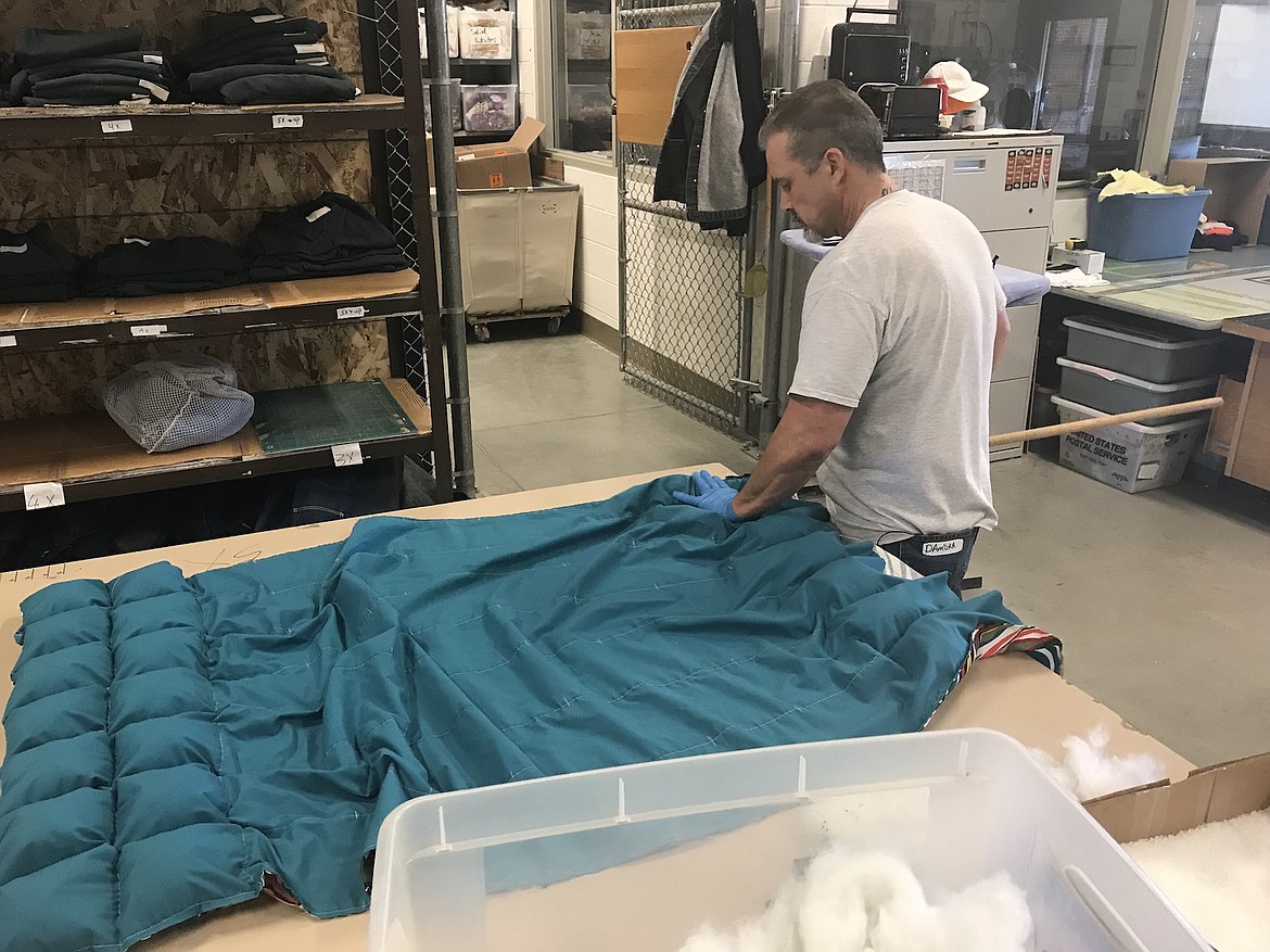 Inmates have produced 62 weighted blankets for use by vulnerable populations across the state. (Courtesy Idaho Department of Correction)