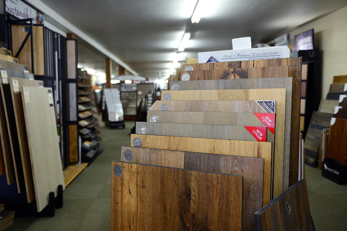 Hardwood flooring samples inside the showroom at Roybal&#146;s Abbey Carpet &amp; Floor in Kalispell on Wednesday, Dec. 19. (Casey Kreider/Daily Inter Lake)