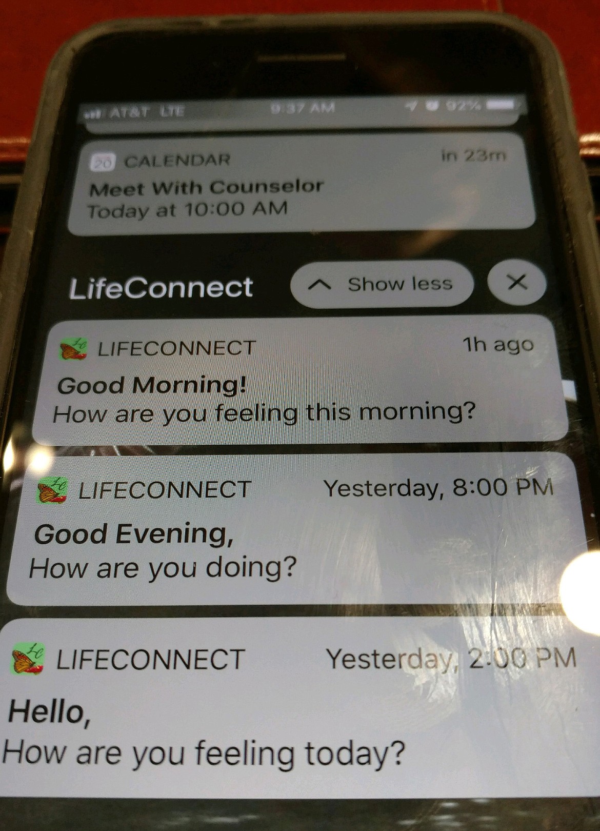 Zoey, the virtual assistant, checks in with clients who use the new Life Recovery Solutions app, LifeConnect, which will be released in January. (DEVIN WEEKS/Press)