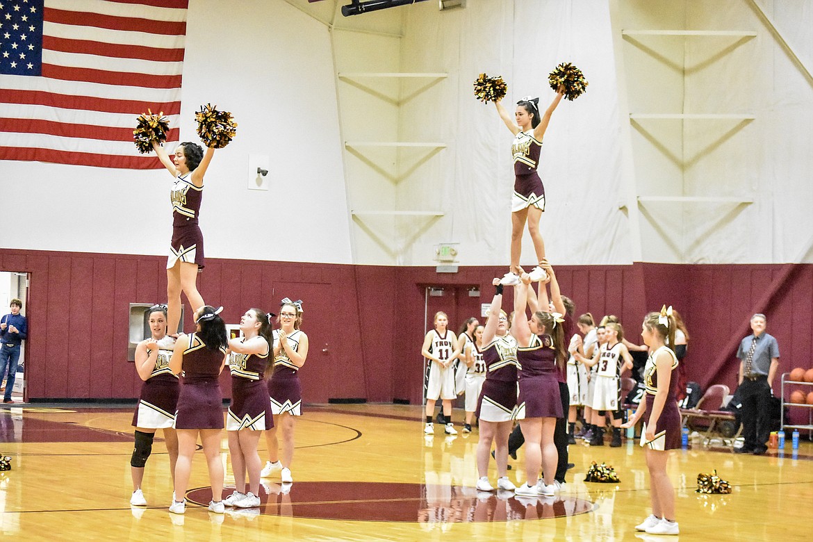 The larger squad has allowed the Trojan cheer squad to start doing routines that involve &#147;stunts&#148; such as pyramids during games. (Ben Kibbey/The Western News)
