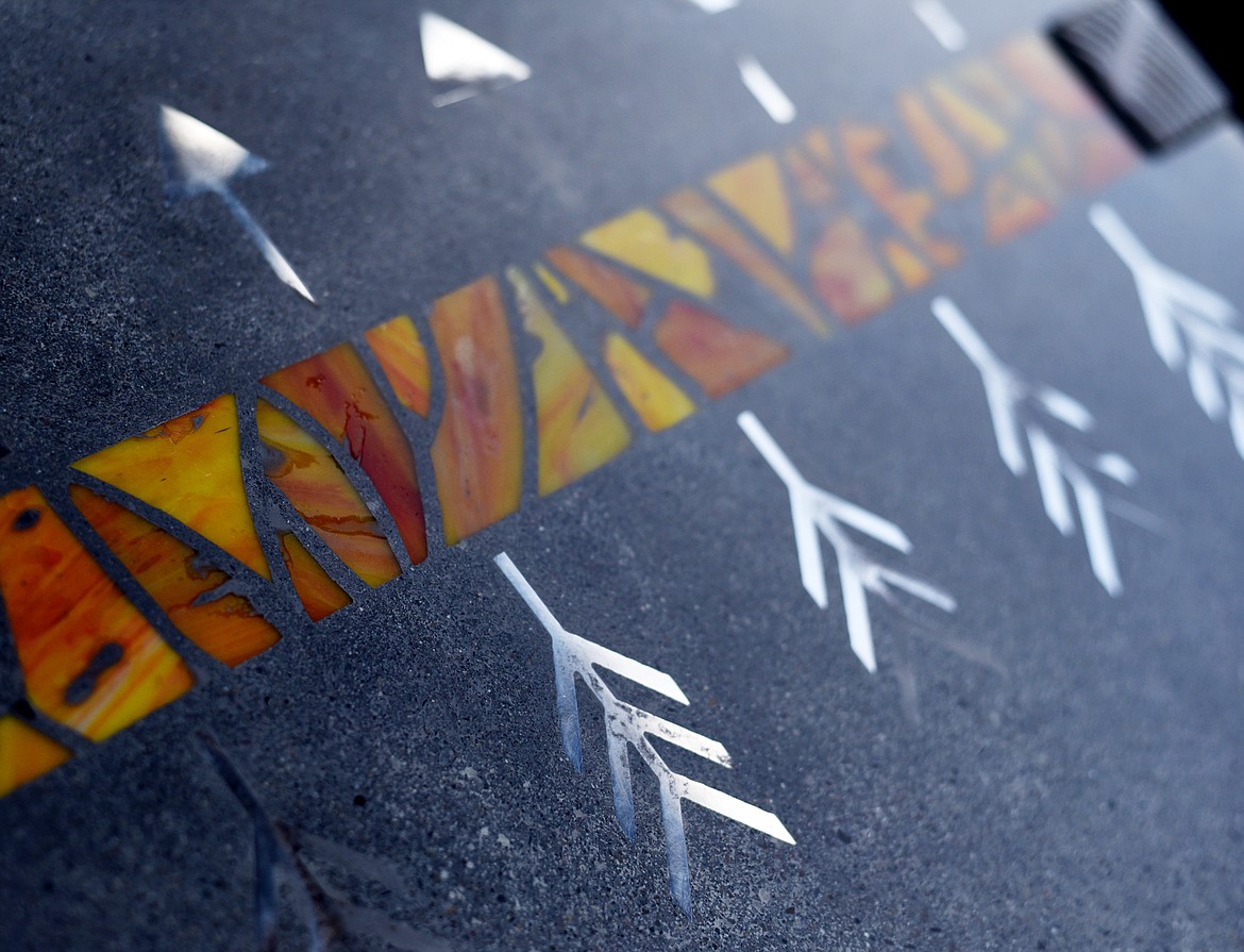 Detail of a concrete tabletop display at V.O.I.D. Veer Off Industrial Designs, in downtown Kalispell.(Brenda Ahearn/Daily Inter Lake)