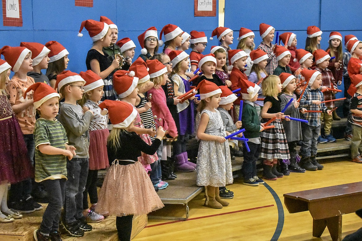 Libby Elementary School students perform during the kindergarten and 2nd grade Christmas concert at the Libby Elementary School gym Thursday. (Ben Kibbey/The Western News)