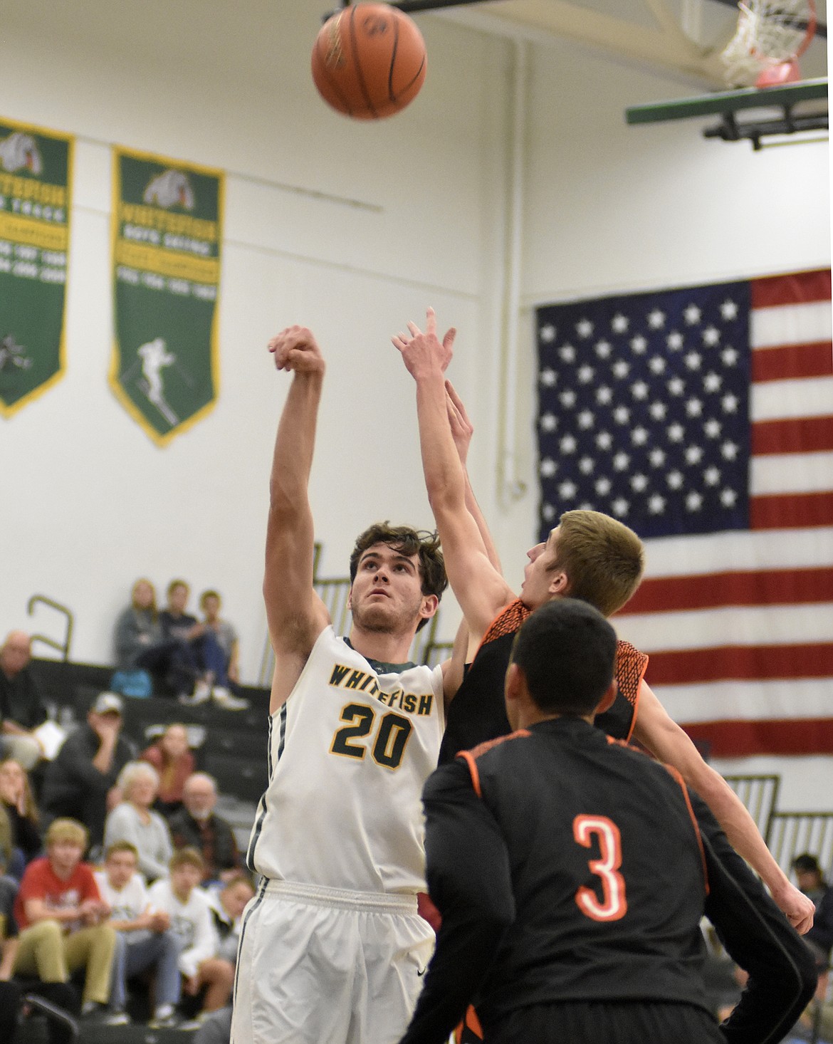 Whitefish&#146;s Sam Menicke takes a shot in the first half against Frenchtown at home Dec. 21. (Heidi Desch/Whitefish Pilot)