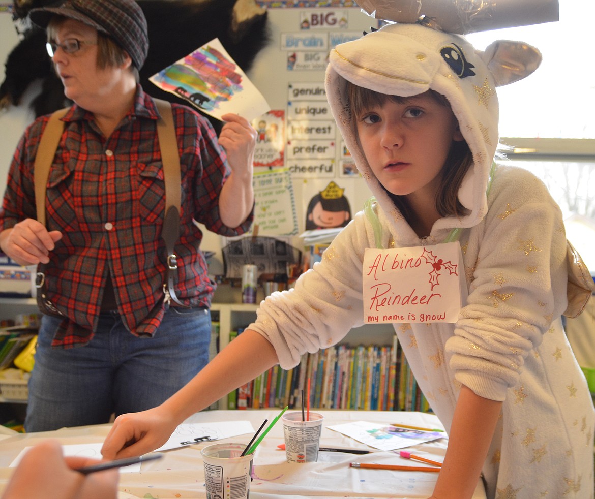 Elliana O&#146;Brien wore one of the most unique costumes during Winter Wonderland activities on Dec. 20. She was dressed as an albino reindeer named, appropriately, &#147;Snow.&#148; The activity was held in teacher Denise Montgomery&#146;s room. (Joe Sova photos/Clark Fork Valley Press)