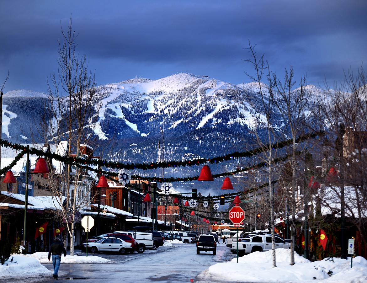 Sunset view of Big Mountain from Central Avenue in downtown Whitefish on January 8, 2018.(Brenda Ahearn/Daily Inter Lake)