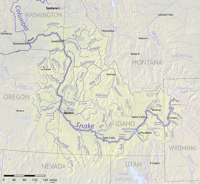 USGS
Snake River from its source on Continental Divide in Wyoming to where it flows into the Columbia River in Washington.