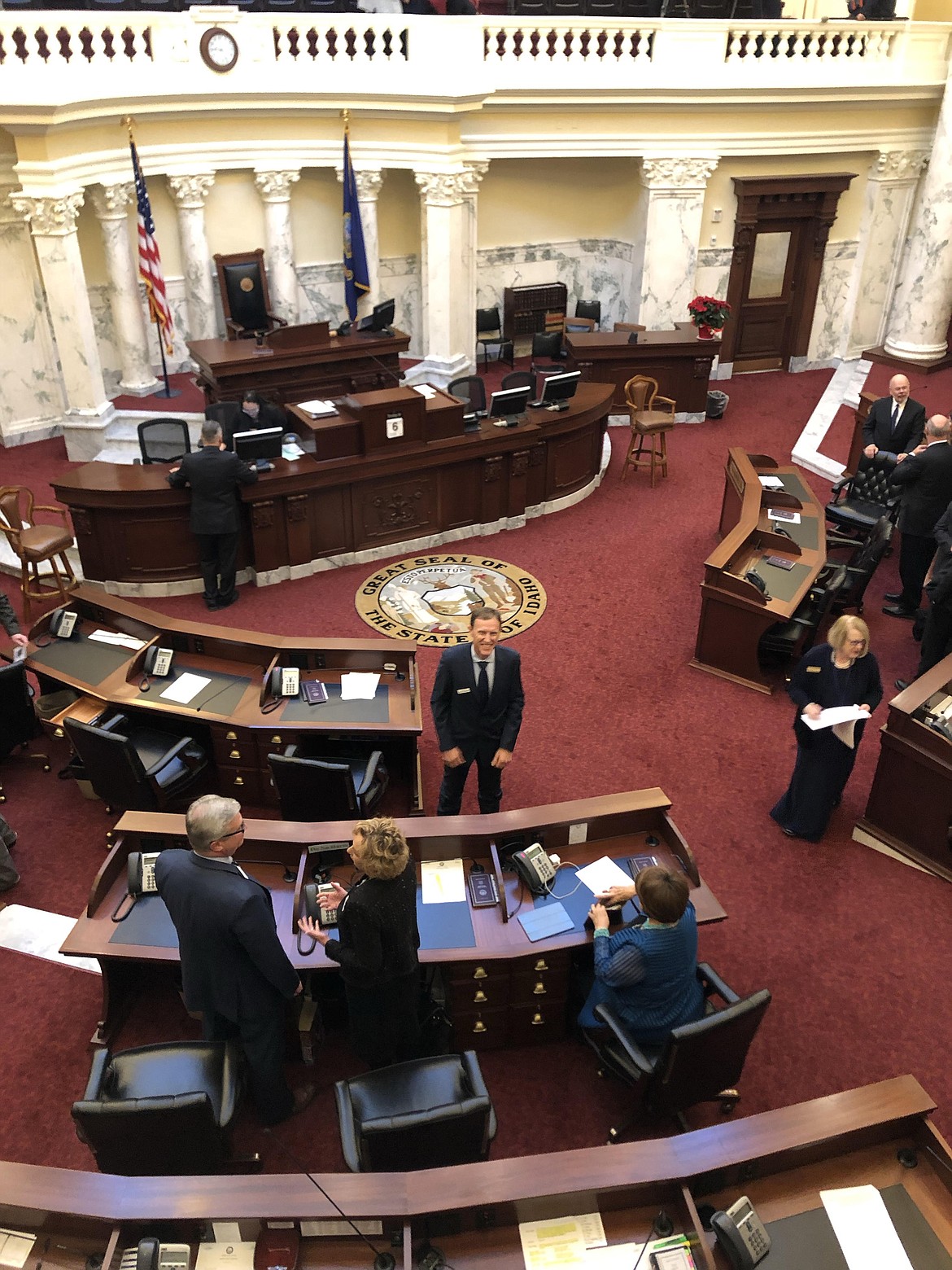 (Photo courtesy TYLER KEE)
Tyler Kee captured this photograph of new Idaho Sen. Jim Woodward, R-Sandpoint, on his first day on the job in Boise when the Idaho Legislature met briefly on Dec. 6.