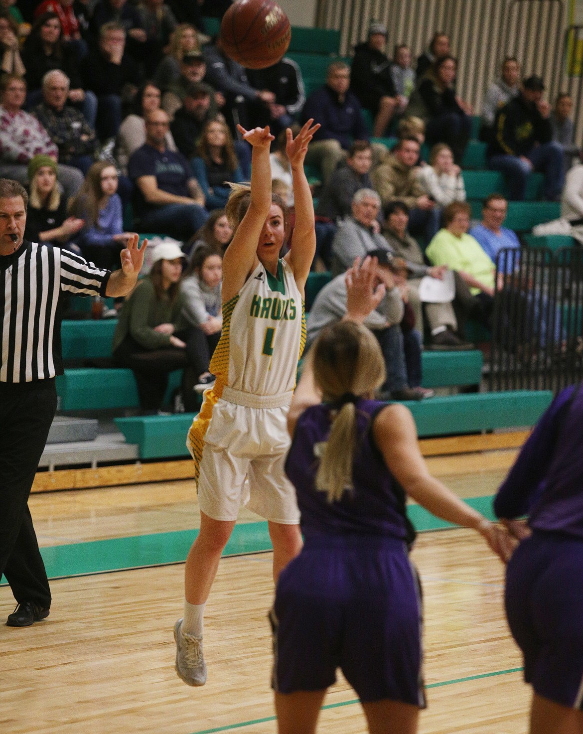 Lauryn Cooper shoots a three pointer in Thursday night&#146;s game against Lewiston at Lakeland High. (LOREN BENOIT/Press)