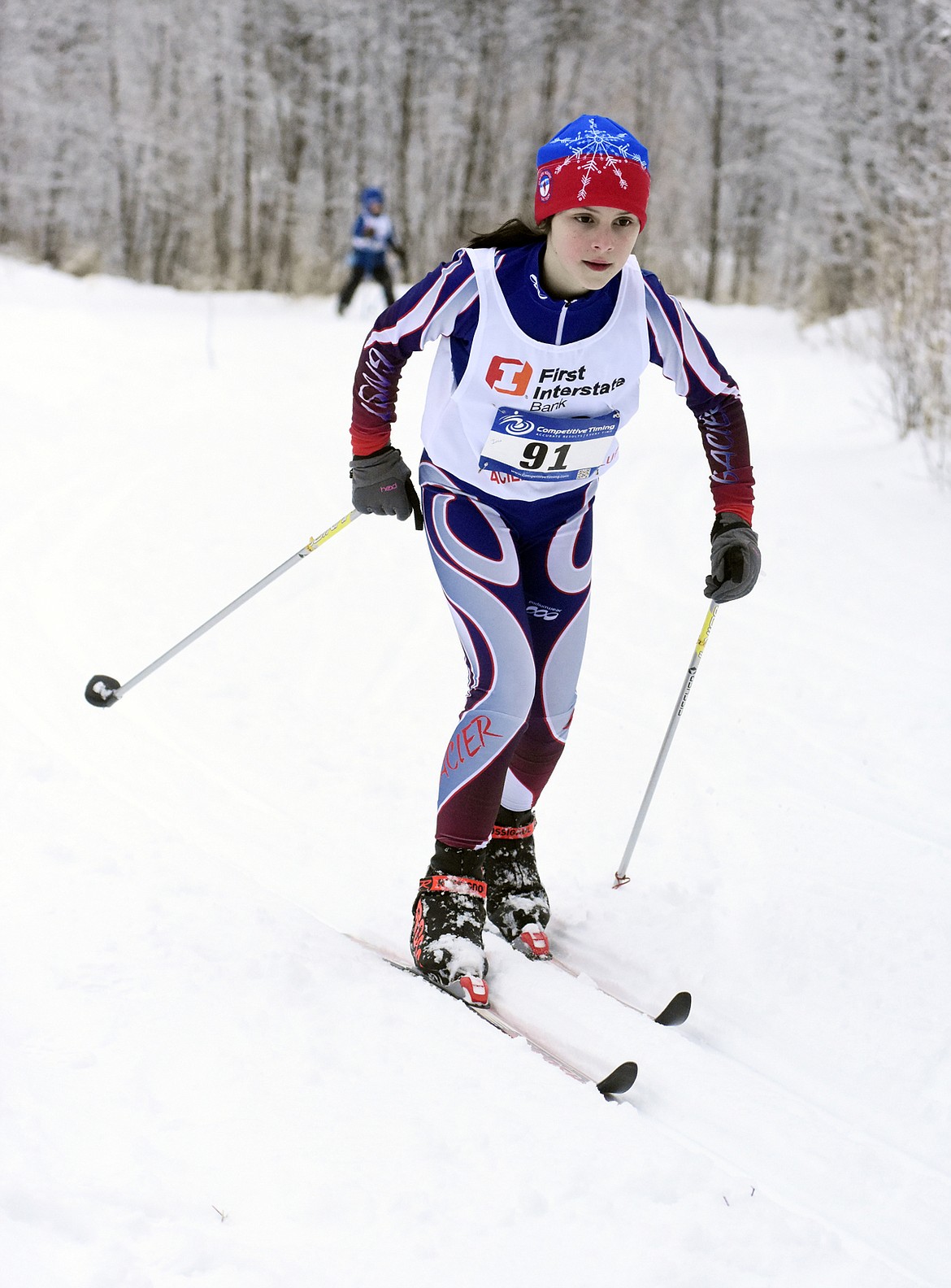 Iona Sarraille of Whitefish skies in the 3K classic race at the annual Glacier Glide on Sunday at the Dog Creek Lodge and Nordic Center in Olney. (Heidi Desch/Whitefish Pilot)