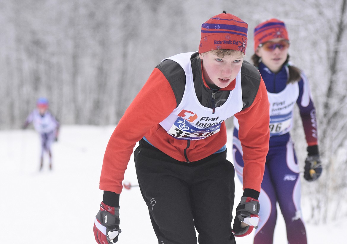 George Bowland of Whitfish skies during the 3K classic race at the annual Glacier Glide on Sunday at the Dog Creek Lodge and Nordic Center in Olney. (Heidi Desch/Whitefish Pilot)