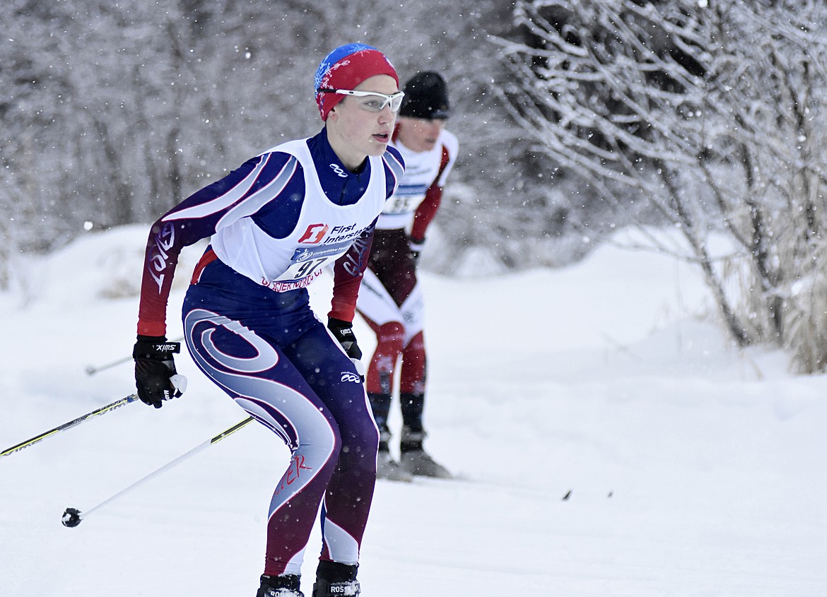 Winslow Nichols takes off at the start of the 10K classic at the annual Glacier Glide on Sunday at the Dog Creek Lodge and Nordic Center in Olney. He finished in seventh place for men in the combined classic and skate long pursuit. (Heidi Desch/Whitefish Pilot)