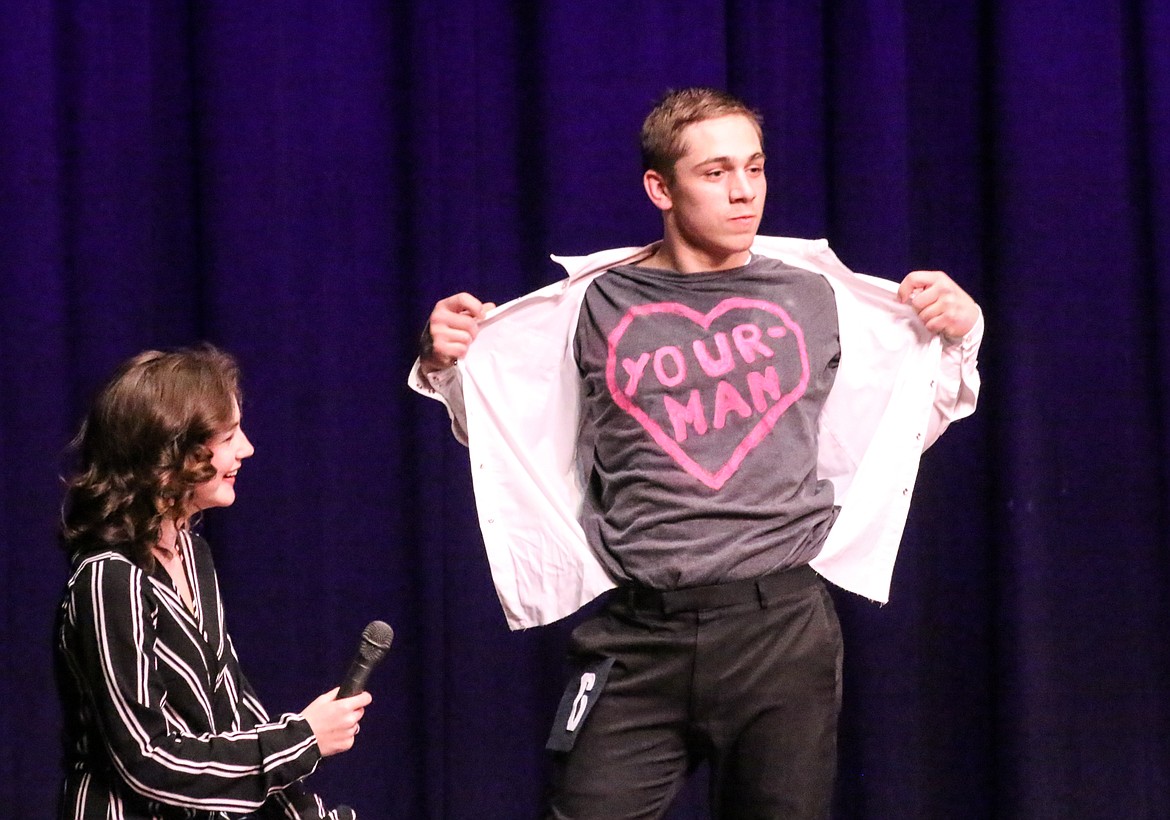 Photo by MANDI BATEMANJesse Sandelin takes the title of Mr. BFHS on March 23.