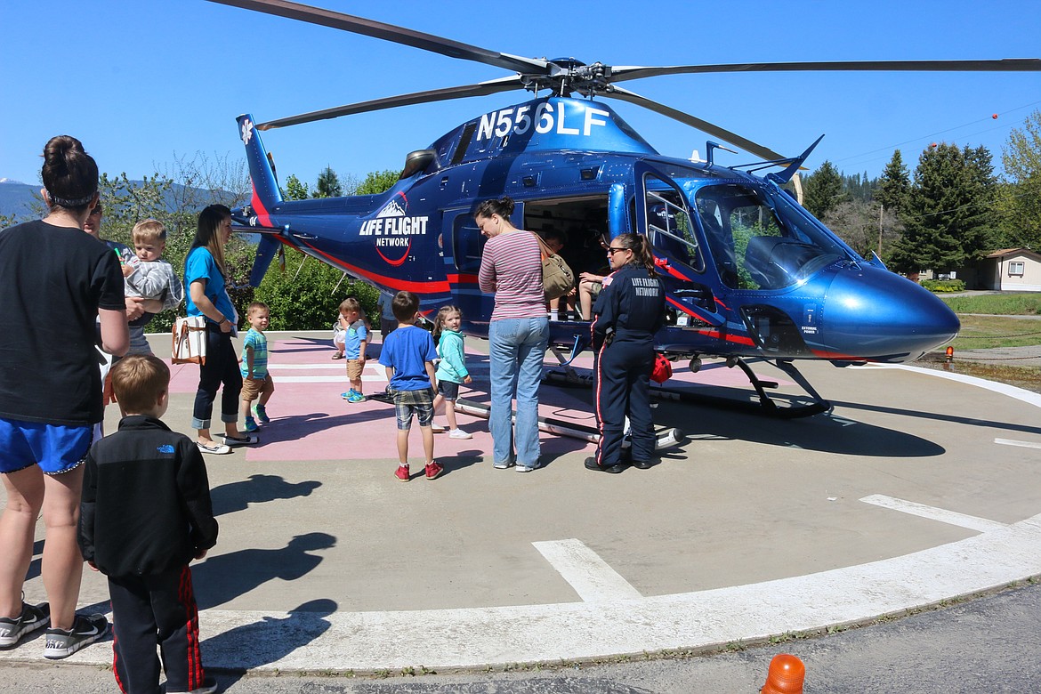 Photo by MANDI BATEMANThe Boundary Community Hospital hosted a Community Health Fair on March 13 and Life Flight was there to talk with people about the helicopter.