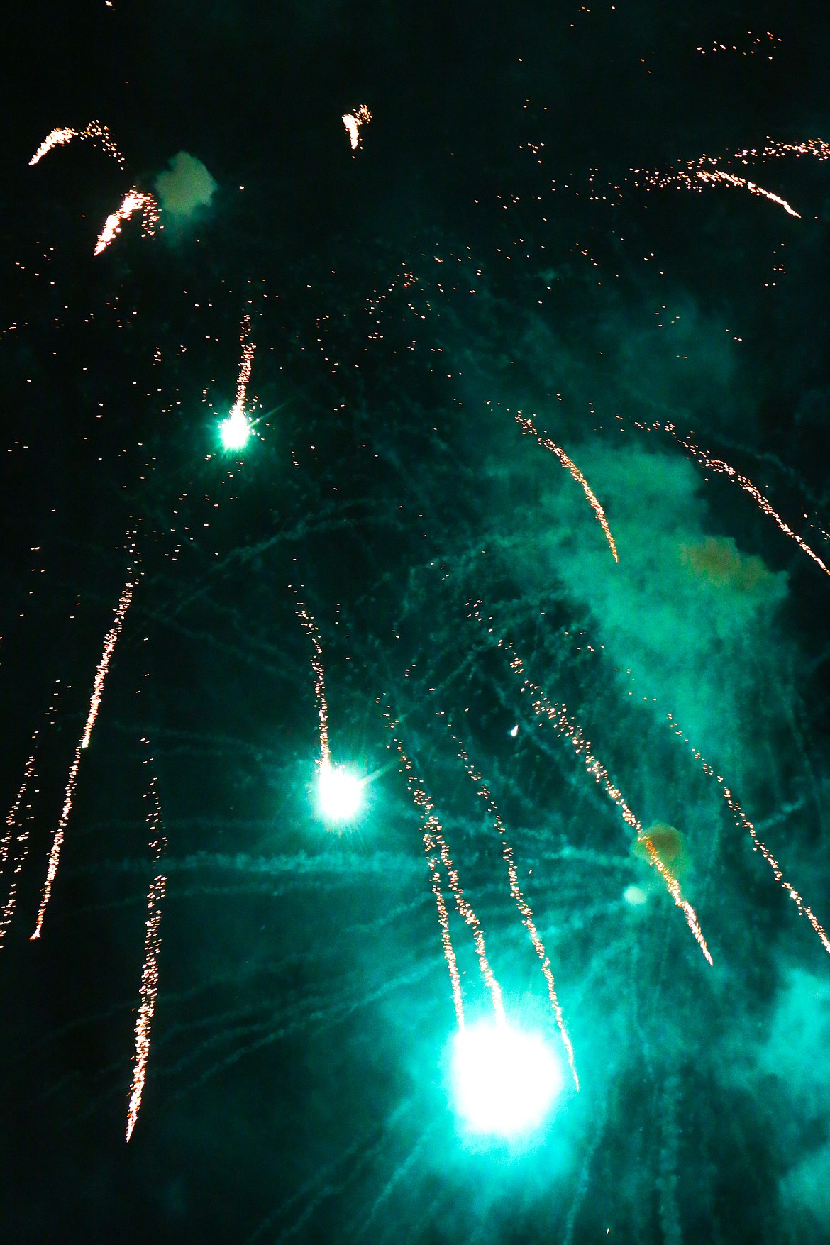 Photo by MANDI BATEMANFireworks erupt over Bonners Ferry during the Fourth of July festival.