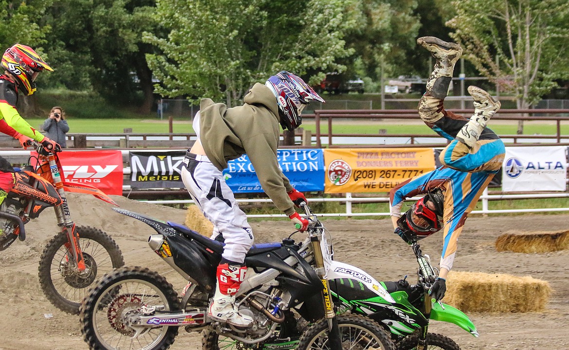 Photo by MANDI BATEMANA crash during the 2018 9B Arenacross event on June 30.