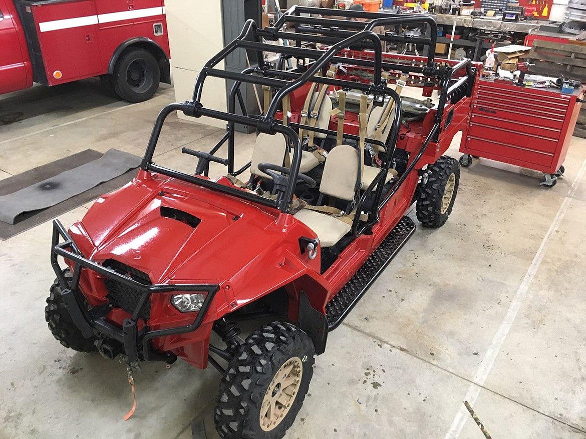 Photo by KJELL TRUESDELL/
The 2012 Polaris Rzr in the IDL garage in Cataldo set to be shipped up to Prichard. The 4-seat vehicle allows the P/M Fire Crews to better respond to a variety of situations.