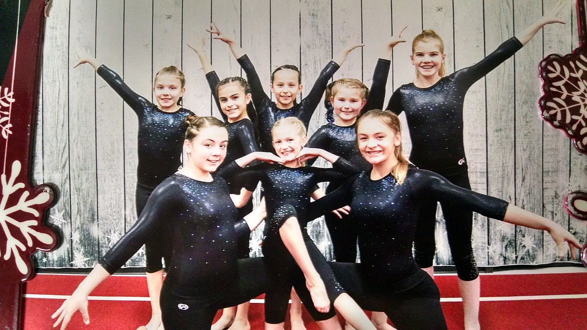 Courtesy photo
Technique Gymnastics Xcel Silvers placed third at The Winter Spirit 2019 in Clarkston, Wash. In the front row from left are Mackenzie Wyant, Libby Huffman and Jordyn Cox; and back row from left, Sierra Harvey, Mia Schug, Morgan Rossberg, Tatum Easterday and Charlotte Hite.