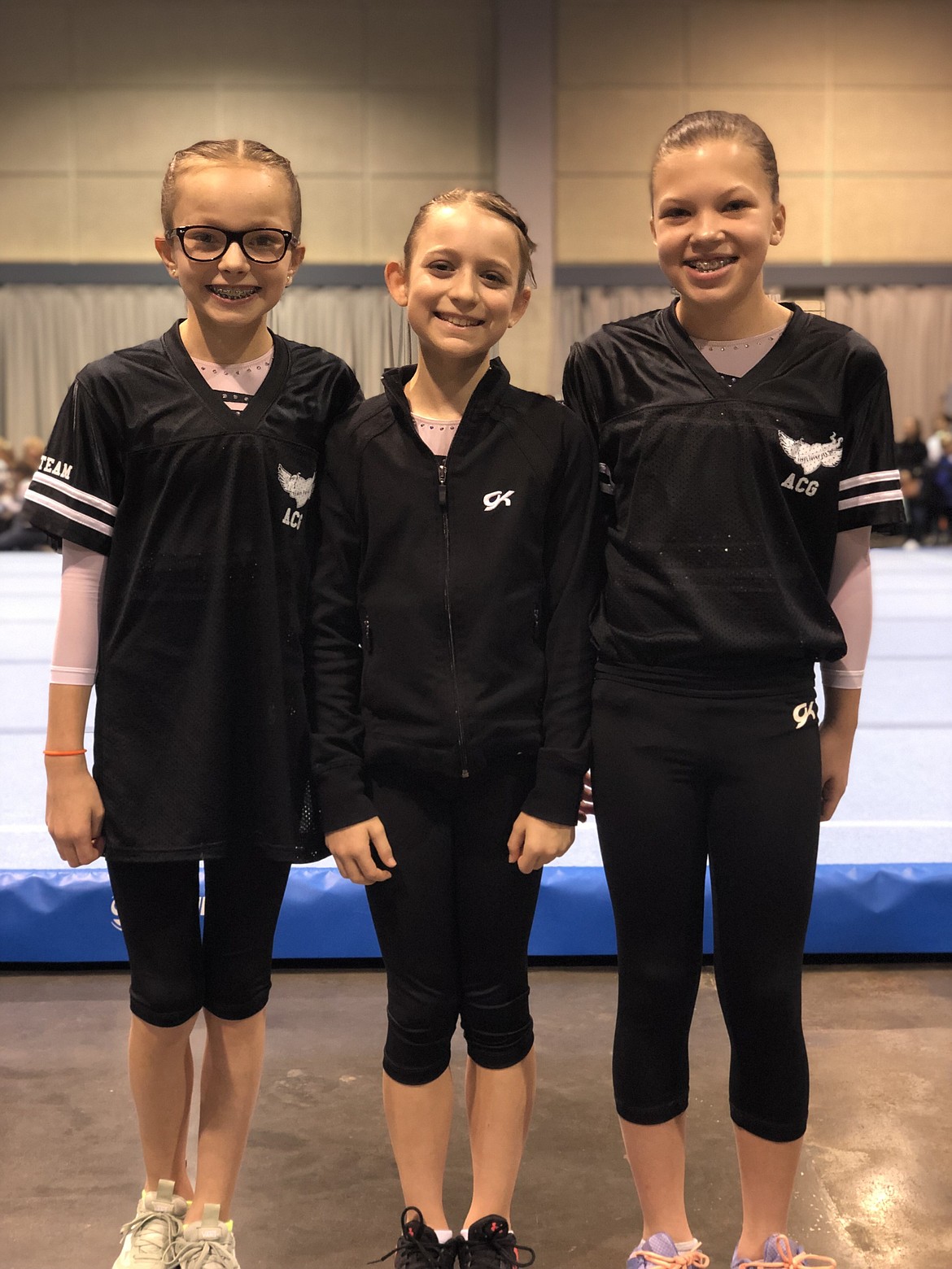Courtesy photo
Avant Coeur Gymnastics Level 6s and 4s competed at the National Judges Cup in Overland Park, Kan. From left are Eden Lamburth, Kayce George and Aliyah Williams.