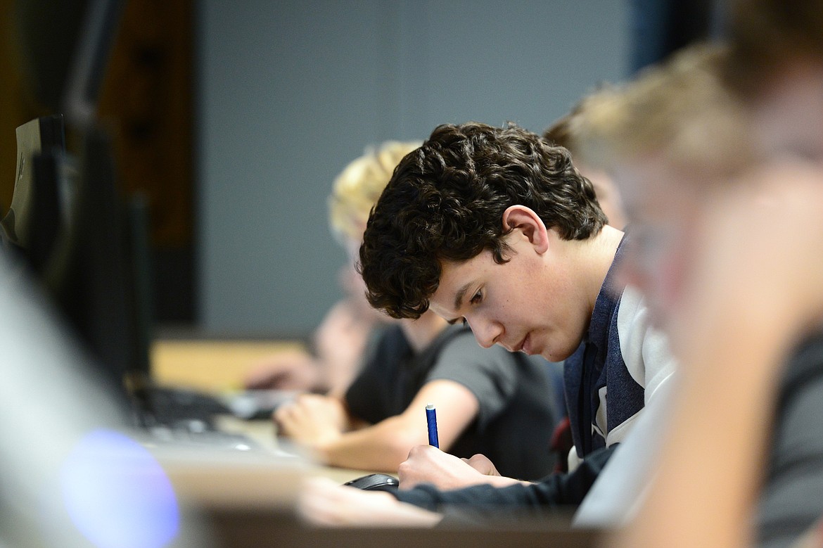 Project Lead the Way students work in teacher Mark Drew&#146;s Intro to Engineering Design class at Glacier High School on Wednesday, Jan. 9. (Casey Kreider/Daily Inter Lake)