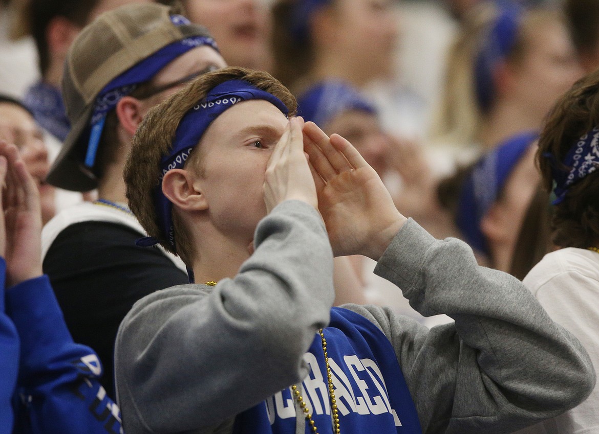 Coeur d&#146;Alene High School student Bruce Miller cheers on the Vikings during the Fight for the Fish spirit rivalry games against Lake City at Coeur d&#146;Alene High.
